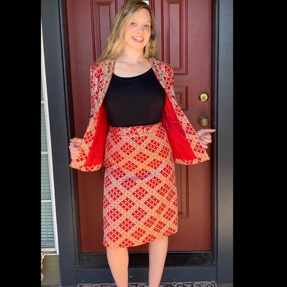 1960’s Red MORTON MYLES Skirt Suit